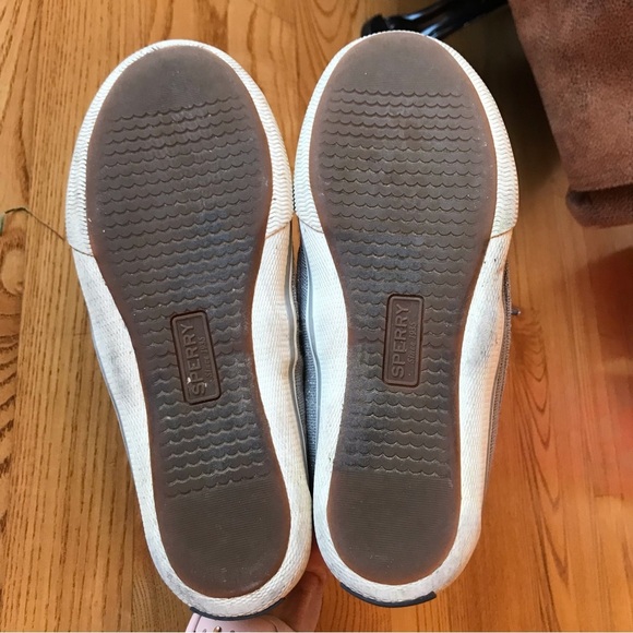 Sperry Top-Sider shoes Lounge Away Jr Silver sparkly Boat sneakers girls size 2 - Picture 4 of 11
